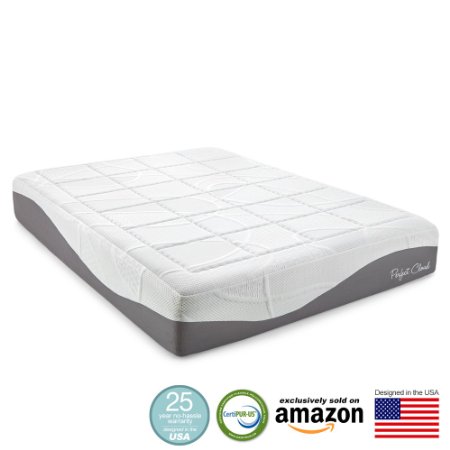 Perfect Cloud Elegance Gel-Pro 12 Inch Memory Foam Mattress - Amazon Exclusive Model Featuring Luxurious Fabrics and Double Layer of Visco Gel Cool Design - 25 Year Warranty Full