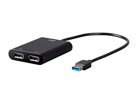 Monoprice USB 3.0 to Dual 4k @60HZ DisplayPort Video Adapter - Black | USB 2.0 & Backwards Compatible for DisplayPort Enabled Devices