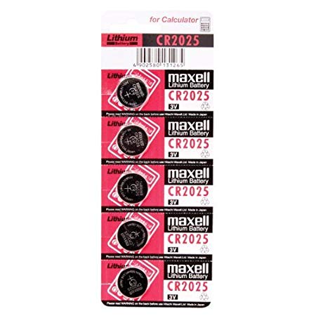 Maxell CR 2025 3V Micro Lithium Button Coin Cell -Pack of 5