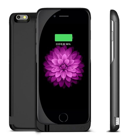 iPhone 6S Plus Battery Case, Rhidon 8000 mAh Power Bank Case Rechargeable Protective Battery Charging Case for Apple iPhone 6 Plus (5.5 inch) (Black)