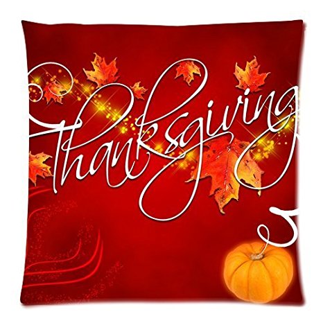Custom Happy Thanksgiving Day Zippered Square Throw Pillow Cover Cushion Case 18x18 (Twin sides)