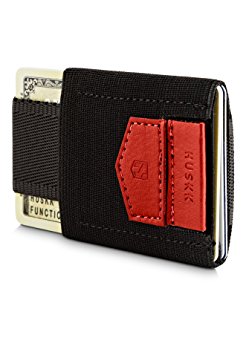 HUSKK Minimalist Slim Wallet - 10 Card Holders - Cash, Coins or Keys (Red)