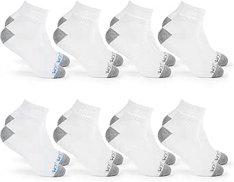 Fruit of the Loom Ankle Socks for Men - 8 Pairs - Arch Support, Cushioned, Athletic Quarter Socks - Mens Socks Size 6-12