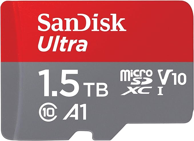 SanDisk 1.5TB Ultra microSDXC UHS-I Memory Card with Adapter - Up to 150MB/s, C10, U1, Full HD, A1, MicroSD Card - SDSQUAC-1T50-GN6MA