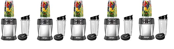 Ninja BL480D Nutri Ninja with 1000 Watt Auto-IQ Base for Juices, Shakes & Smoothies Personal Blender 18 and 24 oz. Black/Silver (Fivе Расk)