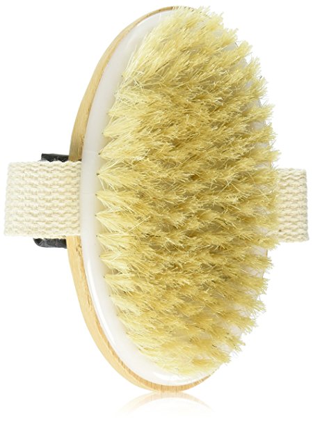 Wooden Shower Body Brush with Boar Bristle Made By Mira with Detachable Hand Grip Handle, Perfect for Dry Skin Brushing, Shower and Bath, an Essential for Cellulite Reduction, Skin Exfoliation (Wood)