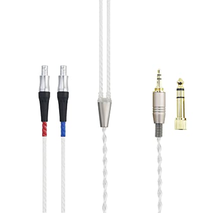 NewFantasia Silver Plated Replacement Audio Upgrade Cable Compatible with Sennheiser HD800S, HD820, HD800 Headphones with 3.5mm 1/8" Male and 6.3mm 1/4" Adapter 6.7ft