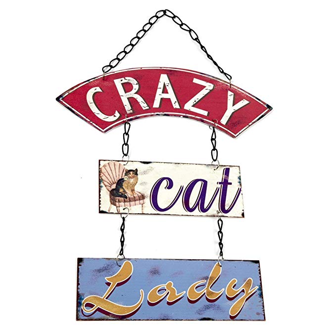 ukgiftstoreonline Crazy Cat Lady Sign Plaque Vintage Shabby Chic Gift