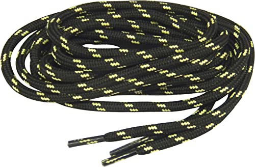 GREATLACES 2 Pair Pack - Black w/Yellow Kevlar proTOUGH(tm) Reinforced Heavy Duty Boot Laces Shoelaces