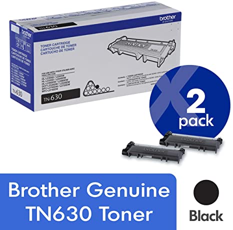 Brother Genuine TN630 2-Pack Standard Yield Black Toner Cartridge with Approximately 1,200 Page Yield/Cartridge