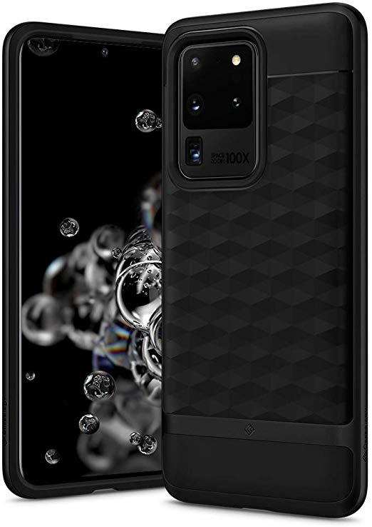 Caseology Parallax for Samsung Galaxy S20 Ultra Case (2020) - 3D Pattern and Design - Matte Black