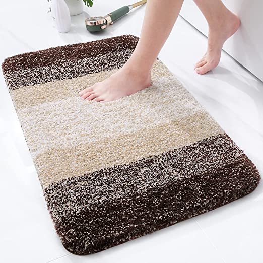 Olanly Luxury Bathroom Rug Mat, Extra Soft and Absorbent Microfiber Bath Rugs, Non-Slip Plush Shaggy Bath Carpet, Machine Wash Dry, Bath Mats for Bathroom Floor, Tub and Shower 20x32, Brown