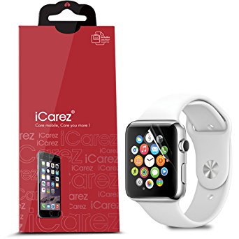 iCarez [Full Coverage] Screen Protector for Apple Watch / Apple Watch Sport / Apple Watch Edition (42MM Only) HD Clear Anti Shock - Retail Packaging [3 Pack]