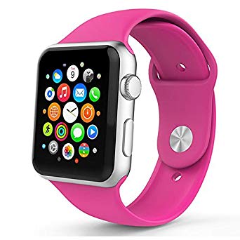 iPM Soft Silicone Replacement Sports Band For Apple Watch - 42mm - Hot Pink