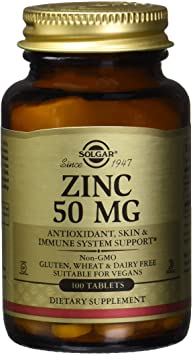 Solgar Zinc 50 Mg, 100 Tablets - Zinc for Healthy Skin, Immune System and Antioxidant Support- 100 Servings, 100 Count (Pack of 12)