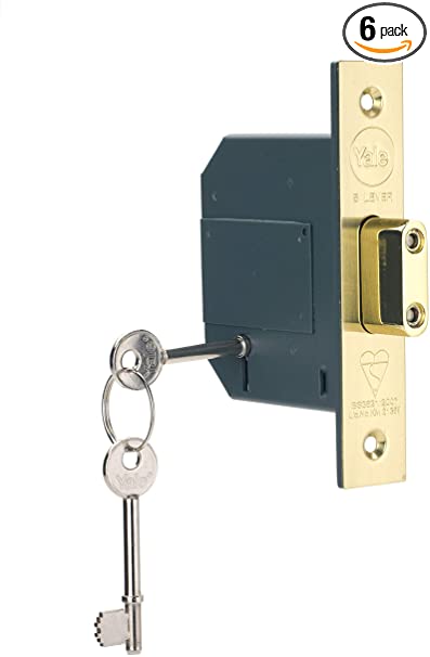 Yale P-M562-PB-80 PM562 British Standard 5 Lever Mortice Deadlock, High Security, Visi Pack, Suitable for External Doors, 3 Inch/76 mm, Polished Brass