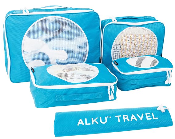 Alku Travel Packing Cubes 4 Pcs Travel Organizer Set with Carry-on Laundry Bag