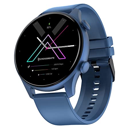 Newly Launched Crossbeats Apex Super Retina AMOLED Display smartwatch with BT Calling, in-Built Games, Metal Body, Fast Charging, 60 Sports Mode, 454×454 Pixel, 3D Glass Always on Display(AOD)-Blue