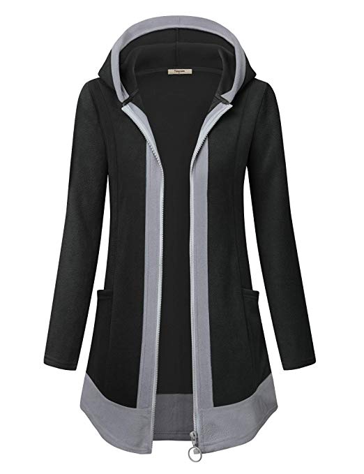 Timeson Women's Full-Zip Soft Fleece Hooded Jacket with Pocket
