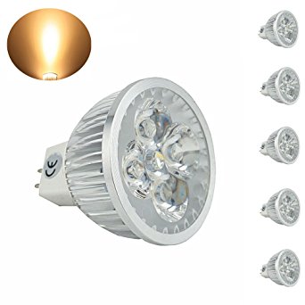 Bonlux 5-pack LED Mr16 4w LED Light Bulbs Bi-pin Gu5.3 Spot Light 120 Volts Warm White 35w Halogen Replacement