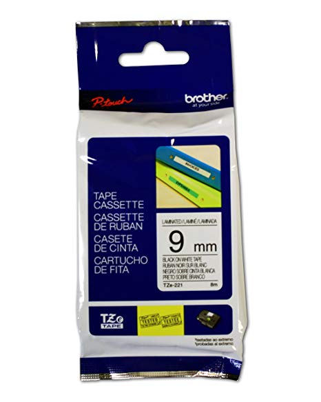 Brother TZE221 Genuine P-Touch Tape (9mm Black on White)