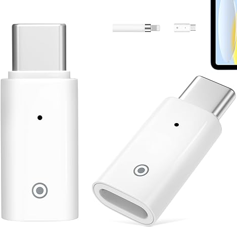 MoKo 2 Pack USB-C Charging Adapter Compatible with Apple Pencil 1st Generation, USB C to Apple Pencil Adapter, Male USBC to Female Charging Connector for iPad 10&Apple Pen 1,No Bluetooth Pairing,White