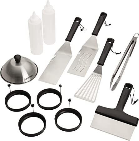 Cuisinart CGS-1312 12-Piece Tool Set, Outdoor Griddle Accessories-Spatula, Tongs, Scraper, Melting Dome, Squirt Bottle, Silicone Egg Ring