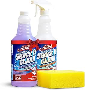 Professor Amos' Shock It Clean Scented Concentrate Cleaner Kit Laundry Booster, Stain Remover, Carpet Cleaner, Kitchen and bathroom Cleaner, Indoor and Outdoor Double Strength 32 Oz (Lavender)