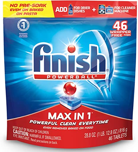 Finish - Max in 1-46ct - Dishwasher Detergent - Powerball - Dishwashing Tablets - Dish Tabs - No Need to Unwrap