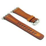 StrapsCo 42mm Tan Vintage Style Replacement Watch Strap for Apple Watches