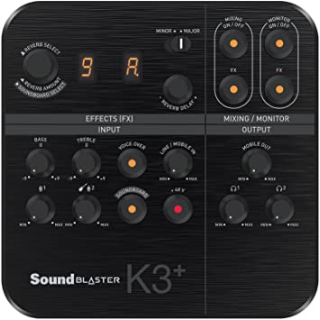 Creative Sound Blaster K3  USB Powered 2 Channel Digital Mixer AMP/DAC/, Digital Effects XLR Inputs with Phantom Power/TRS/Z Line Inputs