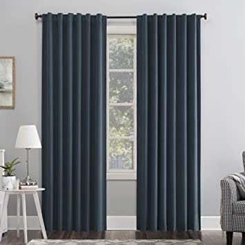 Sun Zero Hampshire Velvet Noise Reducing Thermal Extreme 100% Blackout Back Tab Curtain Panel, 50" x 84", Teal