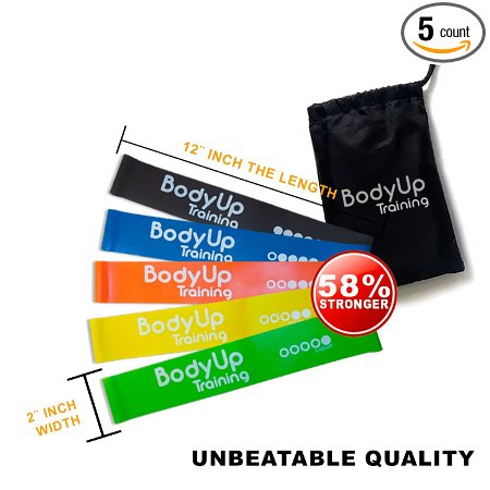 Premium RESISTANCE LOOP BAND - Set of 5 Bands for Low to Heavy Exercises | Great for Yoga - Workout - Physical Therapy & Fitness | Better For Legs Glutes Arms Thighs | LATEX FREE - 100% Natural Rubber