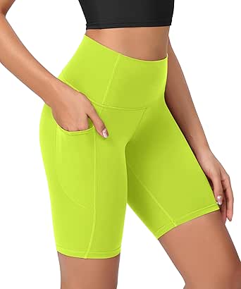 ODODOS ODCLOUD Women's High Waist Lounge Yoga Shorts with Pockets, 4"/6"/8"/10" Buttery Soft Biker Shorts