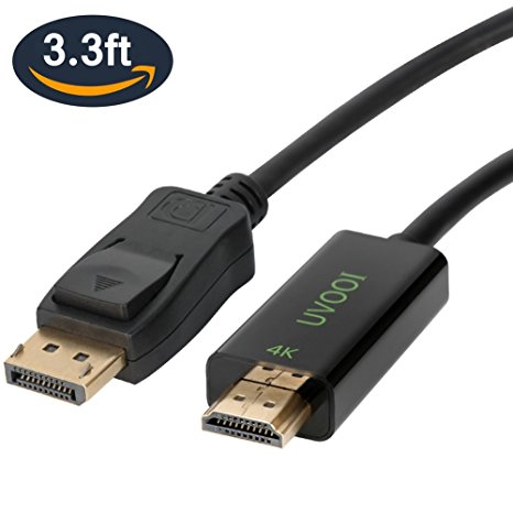 DisplayPort 1.2 to HDMI 2.0 Cable 4K 3.3 Feet, UVOOI Display Port (DP) to HDMI Male to Male Adapter Cable for Dell ,HP , Lenovo ,ASUS - Gold-plated