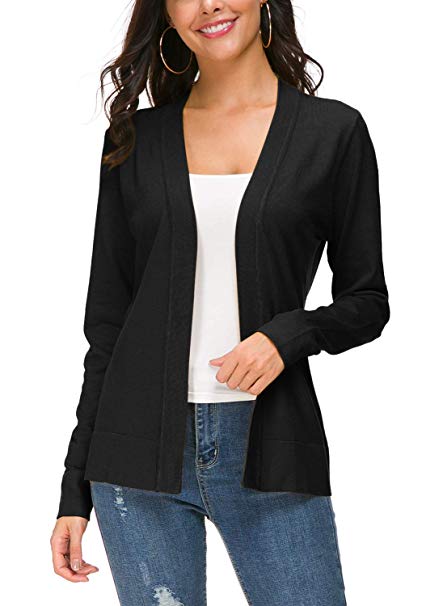 Urban CoCo Women's Long Sleeve Open Front Knit Cardigan Sweater