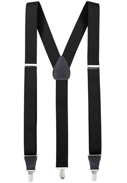 Mens Elastic Y-Back Clip-on Suspenders with Leather Trim - Sizes 46 and 54 2 Colors
