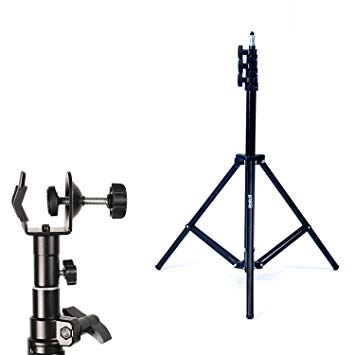 Phot-R Photo Studio 2m Light Stand & C-Clamp Clip Holder Mount with 5/8" Spigot Stud for Boom Arm Pole Kit