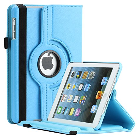 Thilon – iPad Mini Case, 360 Degree Rotating PU Leather Case with Stand, Auto Sleep / Wake up function. This is a new upgraded version. It fits iPad mini 1/2/3 generations. (Baby Blue)