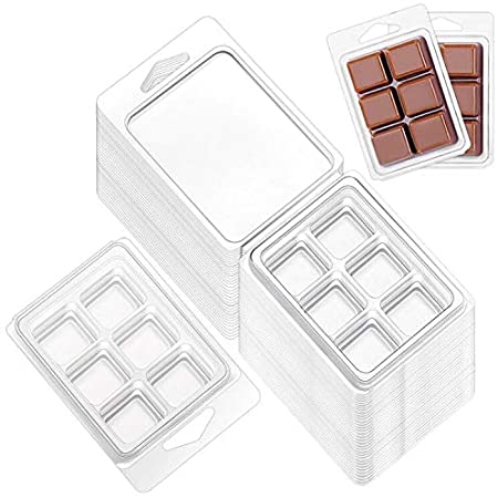 Opeshar 50 Packs Wax Melt Clamshells Molds, Clear Empty Plastic Cube Tray for Wickless Wax Tarts Candles