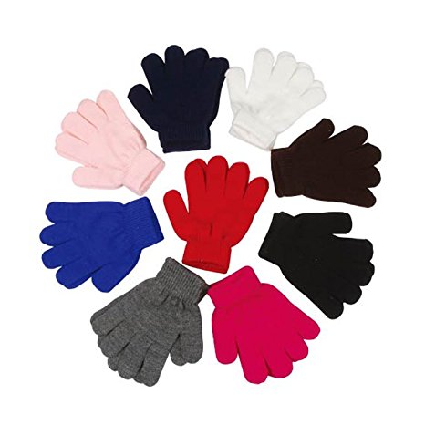 FoMann Kids Magic Gloves Children Knit Gloves Wholesale 12 Pairs(2 to 6 years)