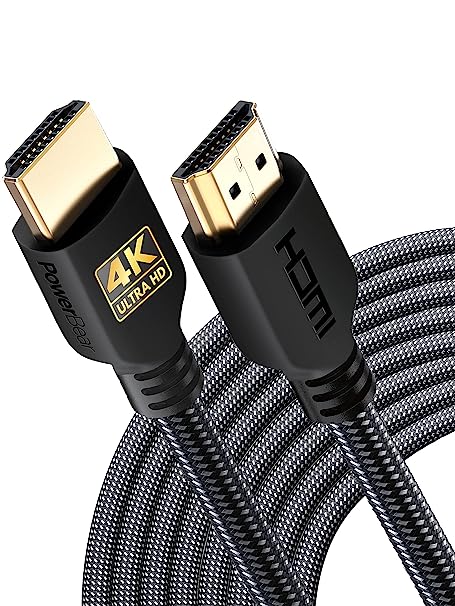 PowerBear 4K HDMI Cable 30 ft High Speed, Braided Nylon & Gold Connectors, 4K @ 60Hz, Ultra HD, 2K, 1080P, ARC & CL3 Rated for Laptop, Monitor, PS5, PS4,xbox One, Fire TV, Apple TV & More