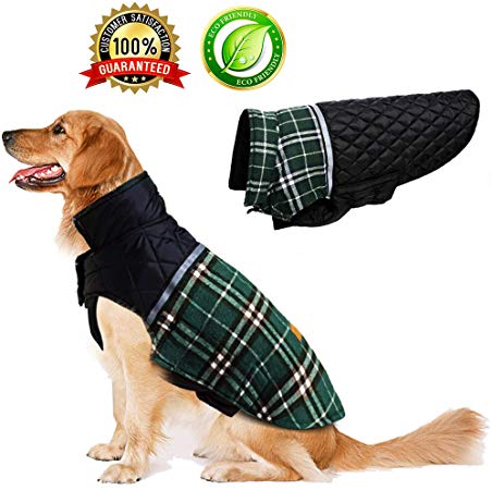 BESAZW Dog Jacket Winter Coats for Dogs Coat Sweater for Cold Weather Reversible Waterproof Warm Dog Sweaters for Small Medium Large Dogs