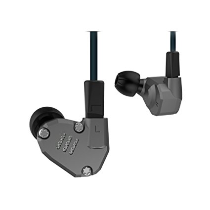 Quad Driver Headphones,ERJIGO KZ ZS6 High Fidelity Extra Bass Earbuds without Microphone,with Detachable Cable (Grey)