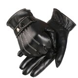 Tonsee Mens Luxurious PU Leather Winter Super Driving Warm Gloves