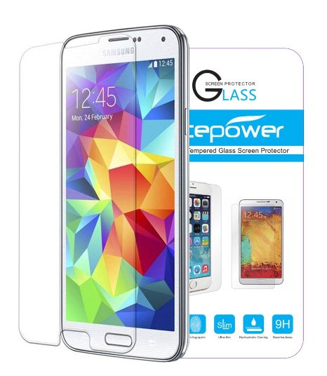 Galaxy S5 Screen Protector ACEPower Premium Tempered Glass Screen Protector for Galaxy S5  999 Clarity and Touchscreen Accuracy