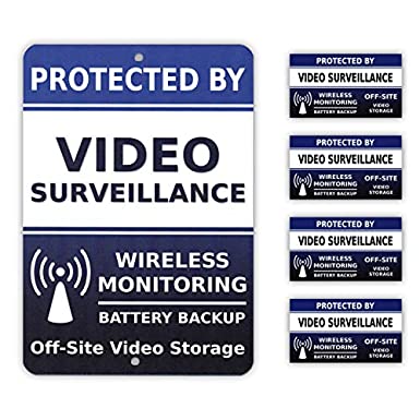 Video Surveillance CCTV Camera Security Alarm System Yard Sign & 4 Window Stickers - Stock # 718