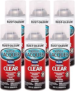 Rust-Oleum Automotive 253366 Acrylic Lacquer Spray, 11 oz, Gloss Clear, (6 Pack)