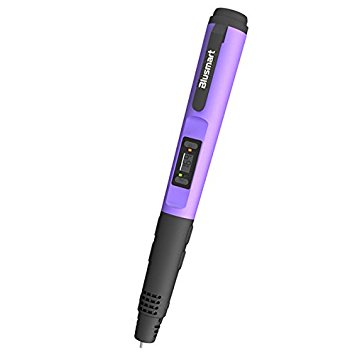 3D Printing Pen | 2016 Upgrade | Blusmart Intelligent 3D Printer Drawing Pen LED Screen with Safety Holder and Free Filaments, Great Gift for Kids/Painting Lovers, Color Purple