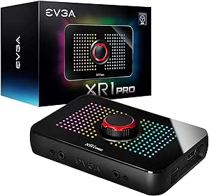 EVGA XR1 Pro Capture Card, 1440p/4K HDR Capture/Pass Through, Certified for OBS, USB 3.1, ARGB, Audio Mixer, PC, PS5, PS4, Xbox Series X and S, Xbox One, Nintendo Switch, 144-U1-CB21-LR